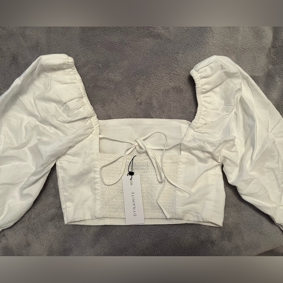 Linen bubble sleeve top - NEW - Picture 2 of 3